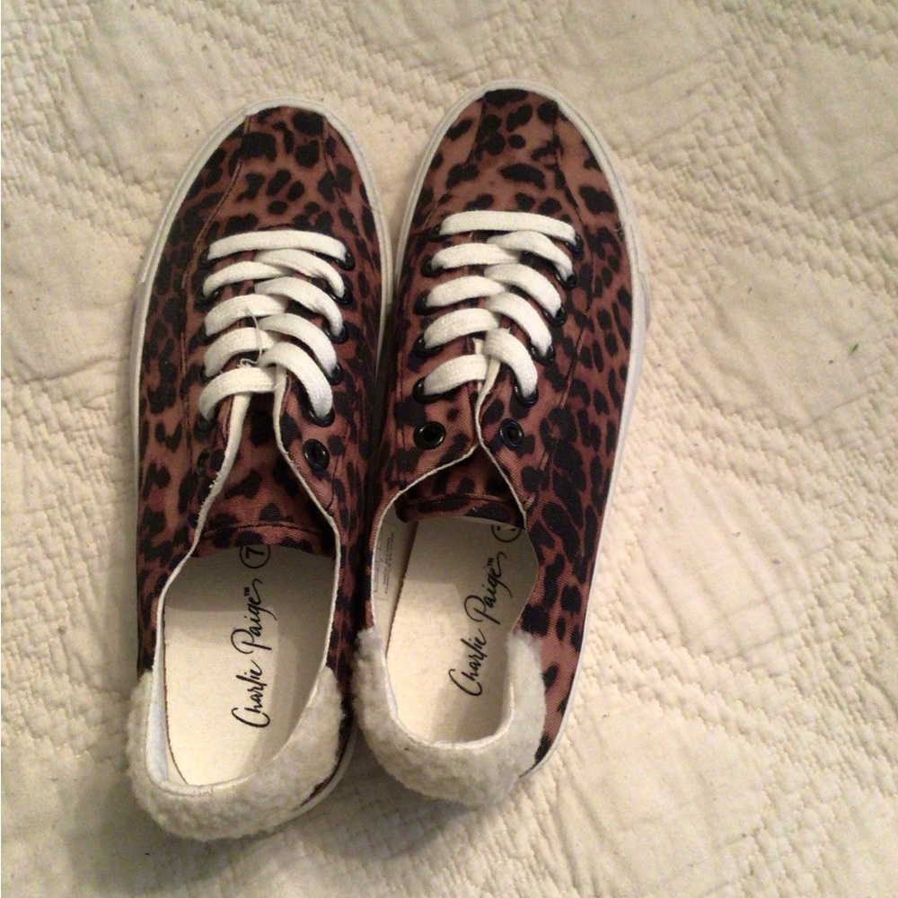 Charlie Paige Leopard Print Sneakers - Brown and Black
